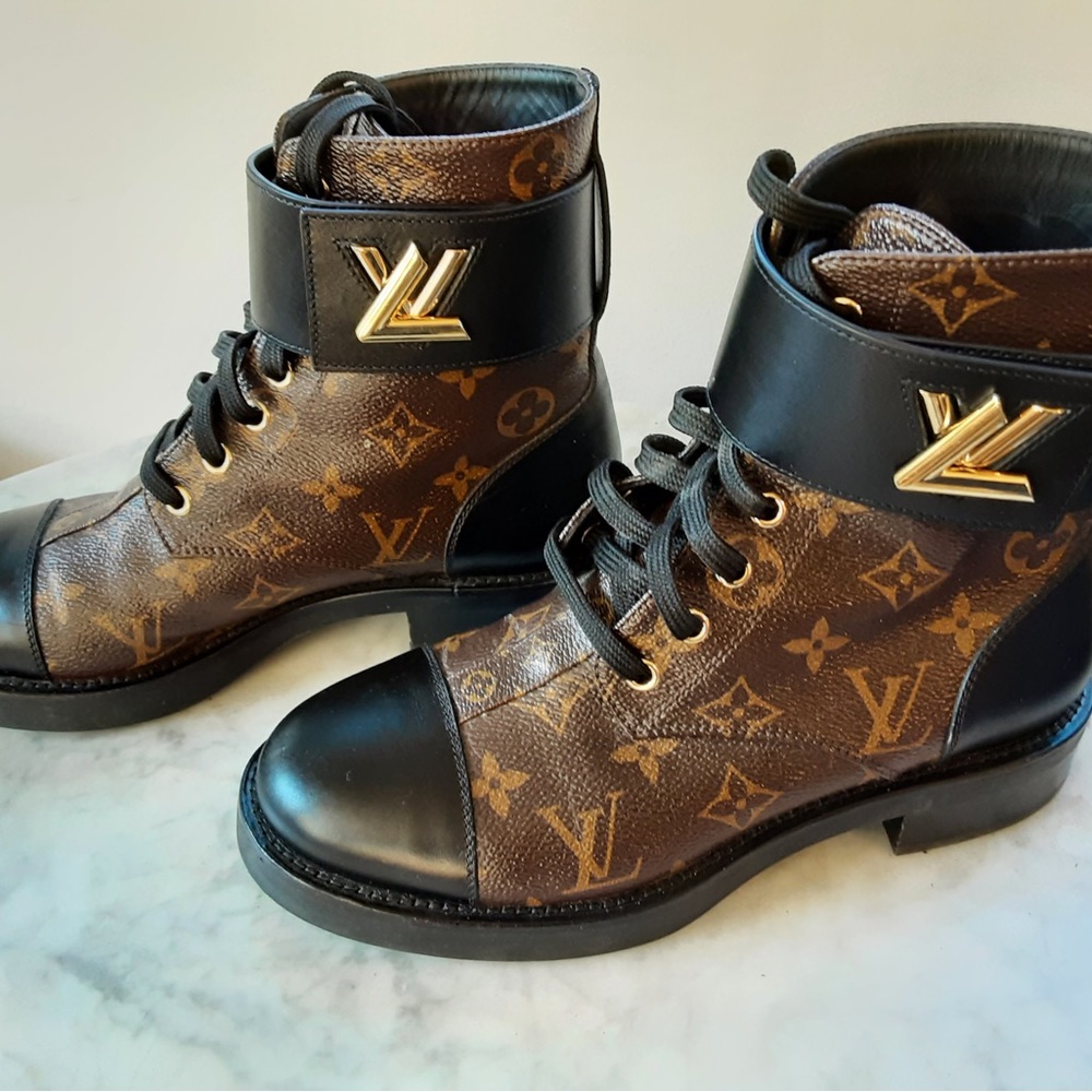 Louis Vuitton LV Monogram Wonderland Flat Ranger Combat boots
